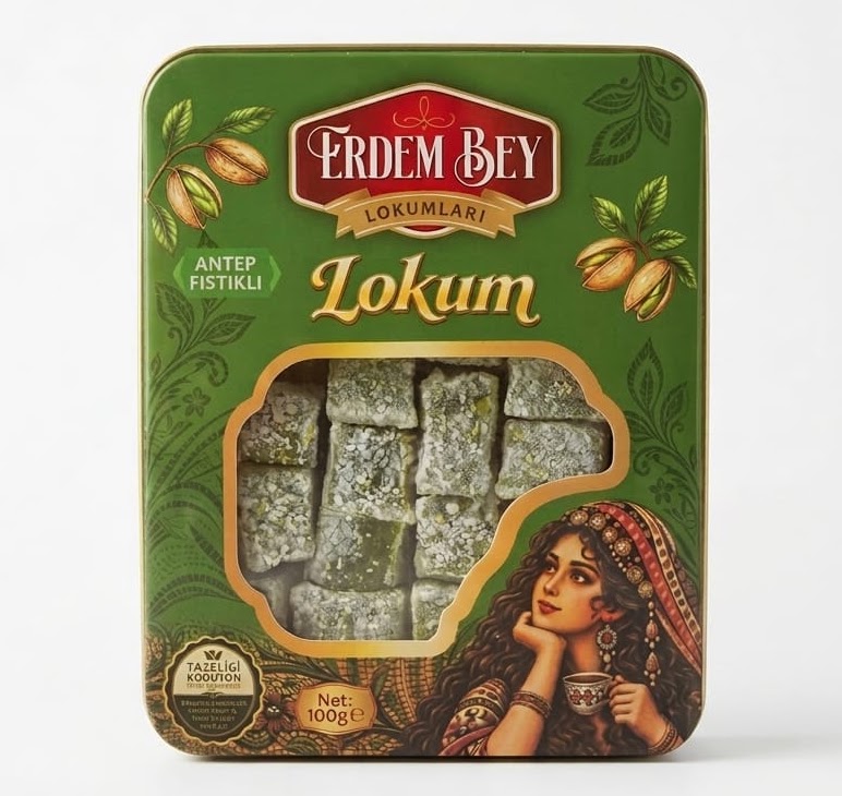 Elma Aromalı Çifte Kavrulmuş Lokum - Erdem Bey Lokumları